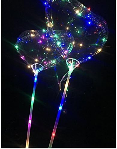 LED Light Up Heart Shape Balloons, Reusable with supportive cup and stick, Perfect for Birthday,Wedding, Holiday, Special Occasion and Event Decoration (5)