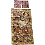 Mogul Interior Bohemian Vintage Beaded Tapestry With Cushion Cover Patchwork Banjara Wall Hanging Table Throw