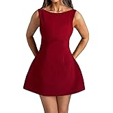 ABINGOO Women Sleeveless Mini Dress Summer Mock Neck Zipper Backless Slim A Line Dress Party Cocktail Bodycon Short Dresses