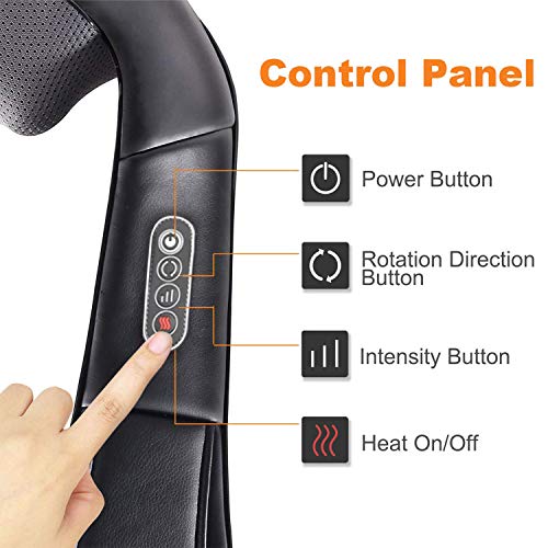 Neck Massager, Shiatsu Back Massagers with Heat Function and Electric Deep Tissue 3D Kneading, Relieve Muscle Pain, for Shoulder, Travel, Office, Home, Car - Thumbnail 3