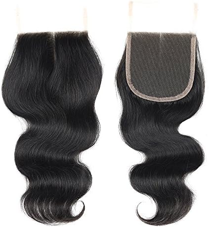 BLACKMOON HAIR Virgin Brazilian Hair Body Wave Middle Part 130% Density Lace Closure 10Inch