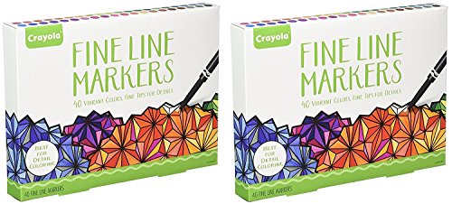 Crayola Adult Coloring, 40Ct Fine Line Markers- 2 Pack