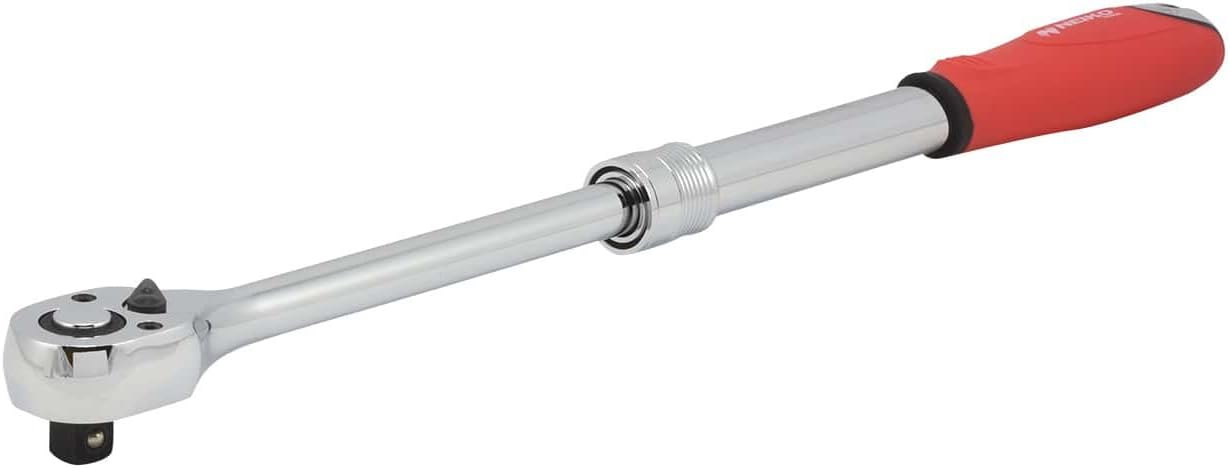 NEIKO 03068A 1/2-Inch Drive Extendable Ratchet Handle | 72 Tooth Reversible Ratcheting Feature w/Soft Grip Handle | 12 to 17-1/2” Lengths - Socket Wrenches - 