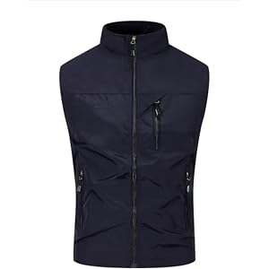 Men's Lightweight Outdoor Vest, Sleeveless Windproof Gilet, with Zipper Pockets, for Camping,Travel, Daily Casual Wear