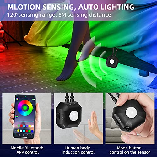 Motion Activated Under Bed Lights, 9.8Ft RGB LED Strip Lights Motion
