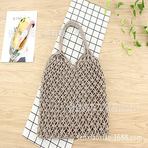 LFGCL bags womenHandmade cotton thread bag hand system mesh hollow unlined straw bag casual woven bag