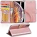 Arae Wallet Case for iPhone Xs Max PU Leather flip case Cover [Stand Feature] with Wrist Strap and [4-Slots] ID&Credit Cards Pocket for iPhone Xs Max 6.5 inch - Rose Gold