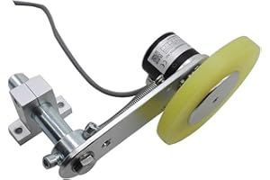 CALT GHW38 200mm Roller Rubber Wheel Length Position Meter Measuring Pulse Rotary Encoder 200PPR Push-Pull Output Steel Mounting Spring Bracket for Lift Rail)