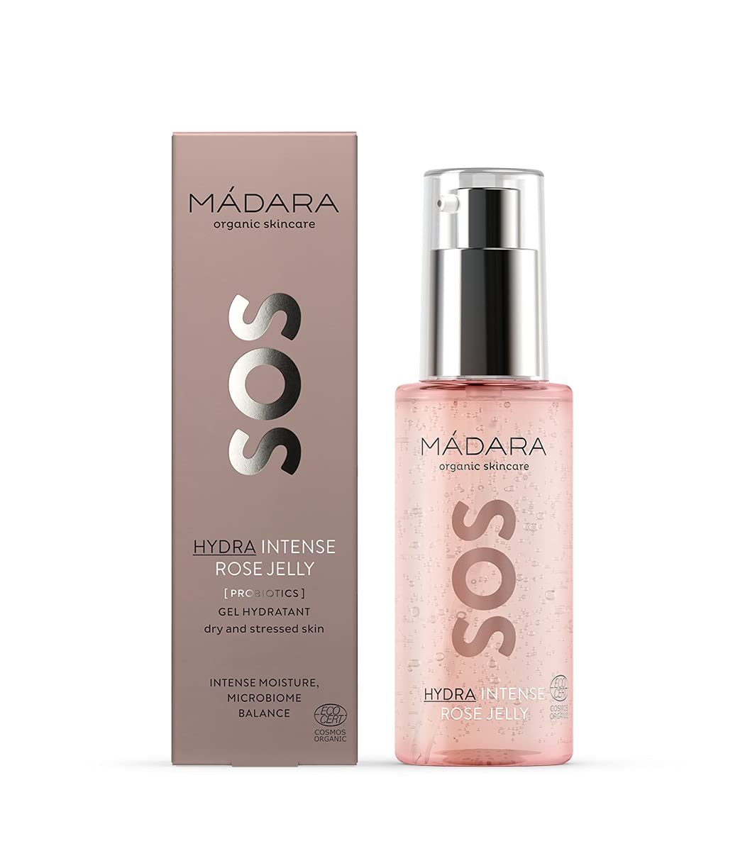MADARA Organic Skin Care SOS Hydra Intense Rose Jelly – Oil-Free Hydrating Gel with Hyaluronic Acid & Probiotic Lysate for Dry, Problem-Prone Skin, 75ml