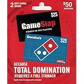 Dominos-Gamestop Pizza and Video Game Gift Cards, Multipack of 2 - $25