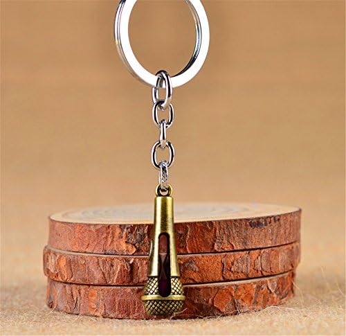 Axmerdal Novelty Mini 3D Music Microphone Mic Pendant Keychain Key Ring Holder Fob Karaoke Singer Gift The Voice of America (bronze#2)