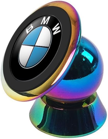 BMW Logo Cell Phone Car Mount Holder, 360 Degrees Dashboard Universal Car Cradle Mount Rotatable Sticky Magnetic Stand Holder For Smartphone (Colorful Stainless Steel plating)