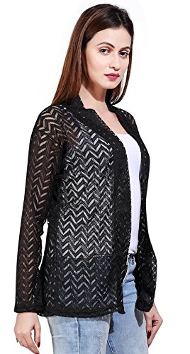 bfly women's netted shrugs (black)