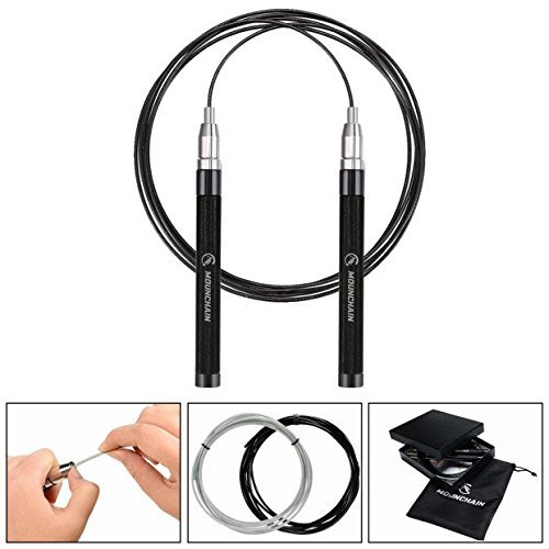 Speed Jump Rope,Adjustable Lightweight Portable Jump Rope for Men Women Self-Locking Jumping Rope with 2 10ft Rope Aluminum Handles Skipping Rope Fit for Exercise & Cardio Fitness, Workout