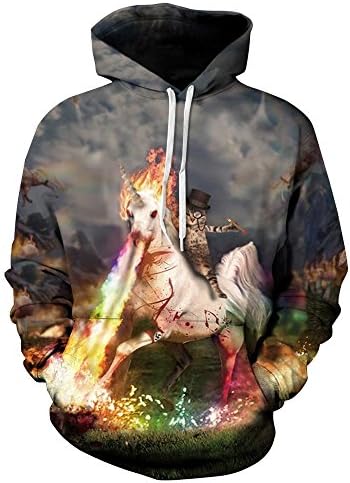 Couple Hoodies With Cap Print Spitfire Unicorn Men/Women Autumn Winter Hooded Sweatshirts 3d lovely Hoody Tracksuits,JH0050,L