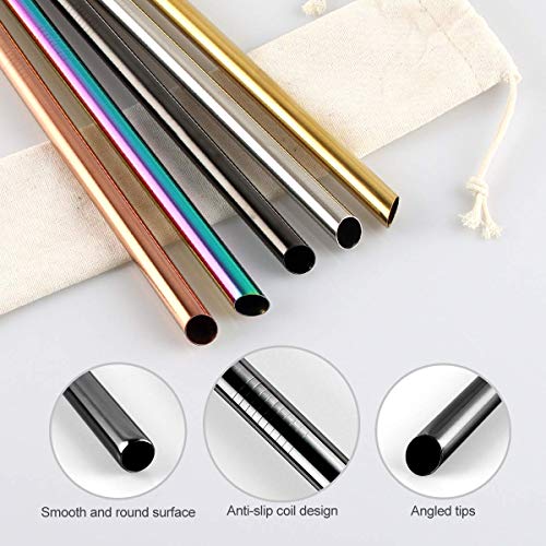 Strohhalm Edelstahl, Wiederverwendbare Metallstrohhalme, 5 Stück Edelstahl Extra Breite Strohhalme 12mm, Mit… – Bild 3