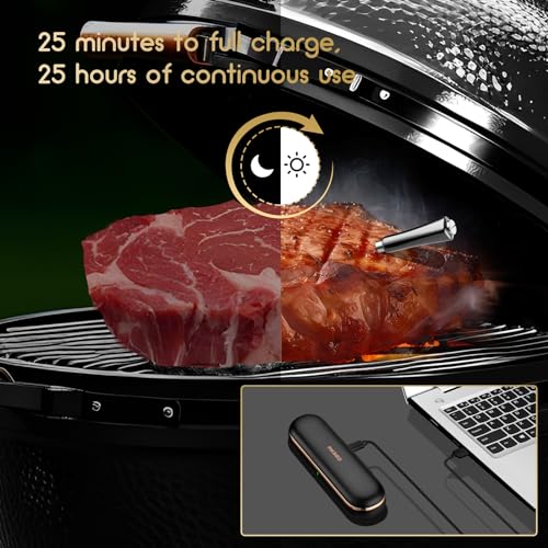 INKBIRD Wireless Meat Thermometer INT-11P-B, Bluetooth BBQ Cooking Thermometer with IP67 Waterproof Dual Sensors Probe, 91m Range, Fast Charging, Highly Accurate, Perfect for Grilling, Smoking, Oven