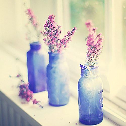 21secret 5D Full Drill Diamond DIY Painting Handmade Romantic Lavender Flower in Blue Bottles at Window Cross Stitch Home Decor Embroidery Kit