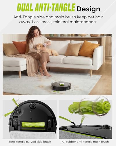 MONSGA Robot Vacuum with Mop Self Emptying, 8000Pa Suction, Lidar Navigation, Dual Anti-Tangle, Protective Charging Base Pad, 90 Days Hands-Free, APP/Remote/Voice Control, for Hard Floors and Carpets