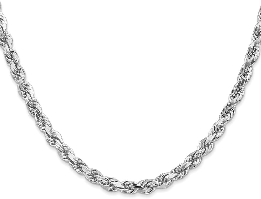 Amazon.com: 14k Solid White Gold 5mm D/C Rope Chain Necklace 18 inches: Jewelry