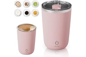 Gasuio Automatic Magnetic Stirring Coffee Mug, 2025 New Rechargeable Coffee Cup with Mixer Built In, Rotatable Metal Coffee Mugs High Speed Mixing Cup for Office Home (Pink)