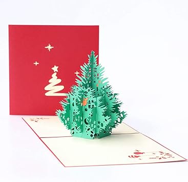 Zaaq 3 Pcs Cartes De Noel Imprimer Sapin De Noel Tridimensionnel 3d Carte De Voeux Carte De Noel A La Main Carte Benediction Thanksgiving Nouvel An Amazon Fr Cuisine Maison