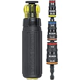 Klein Tools 32910RCHT Impact Driver, 7-in-1 SAE Impact Socket Set with Ratcheting Handle, Flip Socket with 1/4, 5/16, 3/8, 7/