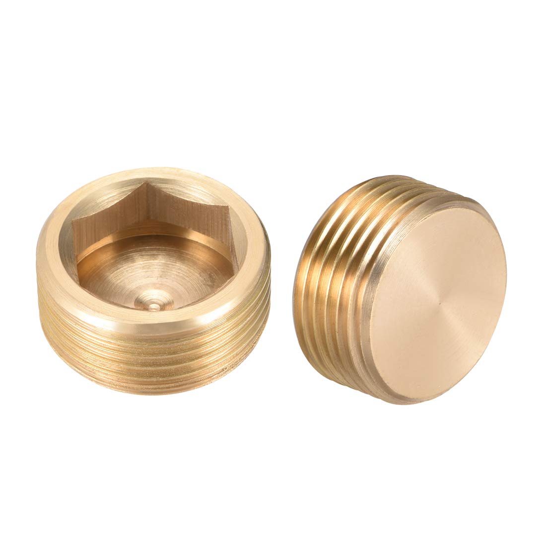 sourcing map Brass Hex Socket Pipe Fitting, G3/4 Male Thread Hose Adapter Connector, for Garden Pipe Pneumatic Solenoid Valve, 2Pcs