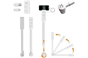 Electrical Outlet Extender Features USB-A,USB-C,2 AC Outlets,Wall Power Socket Expander Stick,Extendable Rotating Electric Ou