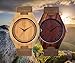 Zeiger Mens Bamboo Wooden Watch with Crazy Horse Leather Strap Japanese Quartz Analog Casual Vintage Watches Wood (Bamboo)
