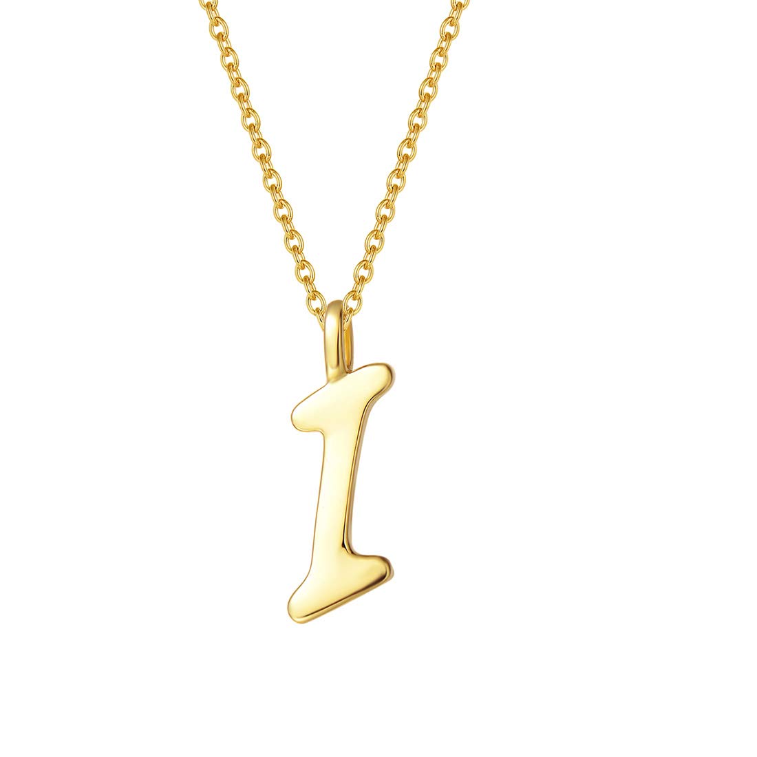 Initial Alphabet Necklace, 925 Sterling Silver with Yellow Gold Plated, Letter I Name Pendant for Women Girls Teenagers Friends with Gift Jewellery Box - Chain Length: 16 + 2 Inch