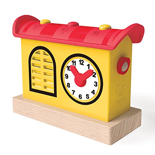 Hape Wooden Railway Record, Listen, & Light Railway Station Kid's Train Set