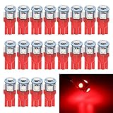 EverBright 20-Pack 194 Led Bulb Red, 5050 5-SMD T10 194 168 W5W 2825 LED Bulb For Car Interior Lights Dome Map Trunk Light Clearance Dashboard Bulb License Plate Light Lamp DC 12V