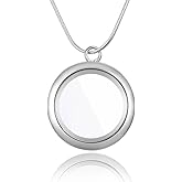 Adabele 3pcs Living Memory Floating Locket Oval Round Heart Glass Pendant Necklace 28 Inch Tarnish Free Hypoallergenic Stainless Steel Surgical Women Men Jewelry