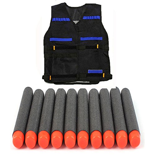 Tactical Black Vest +100pcs Foam Darts For NERF N-Strike Elite Blasters Kids Toy Gun Children Gift