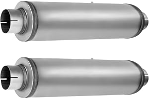 TECTRUC 4" Inlet Diesel Exhaust Muffler,4 Inch Inlet/Outlet Resonator Muffler Straight Through Stainless Steel 30" Whole Length,Welded On Exhaust Tip,2pack
