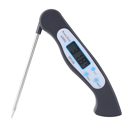 Digital Meat Thermometers Instant Read Kitchen Cooking Food Thermometer Electronic Handy Tools with LCD Display and Long Probe for Kitchen BBQ Grill - black, Foldable Thermometer