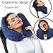 Sunany Inflatable Neck Pillow Used for Airplanes/Cars/Buses/Trains/Office Napping with Free Eye Mask/Earplugs (Blue-)