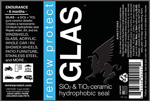 GLAS : : Polysilazane (SiO2 & TiO2) Nano-Ceramic Hydrophobic Coating for Whole Car & RV - Tires - Windshield - Patio Furniture - Shower Door - Wall Tiles - Stainless Steel // 16oz + Free GLOZ Sample