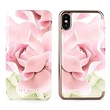 Ted Baker KNOWISE Mirror Folio Case for iPhone X/XS, Premium Folio Cover for Professional Women/Girls - Porcelain Rose (Nude)