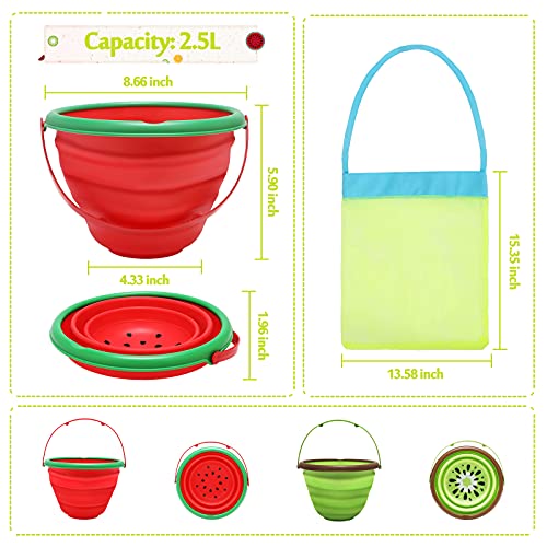 RACPNEL Collapsible Beach Buckets, Foldable Sand Bucket for Kids