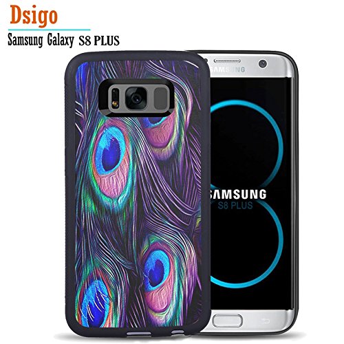 Galaxy S8 Plus Case, Samsung S8 Plus Black Case, Dsigo TPU Black Full Cover Protective Case for New Samsung Galaxy S8 Plus - Beautiful peacock feather