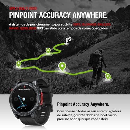 Zeblaze Stratos 4 Smartwatch Relogio Inteligente Masculino Relógio Inteligente, GPS 170+Esportivo, 5ATM a Prova d'Agua, Chamadas Bluetooth,Android Smart Watch for Android IOS