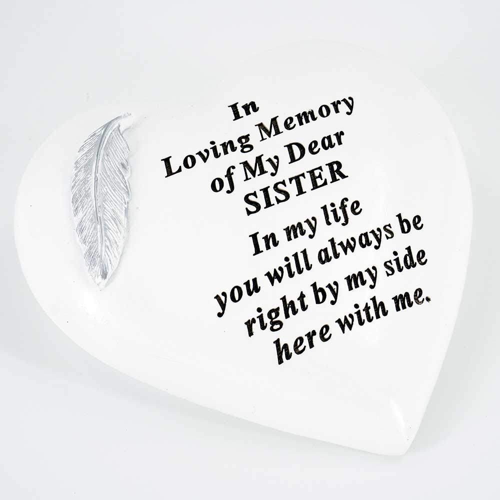 Special Sister Graveside Memorial Feather Heart Grave Plaque Ornament Decoration