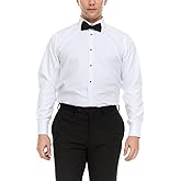 Adam Baker Men's Slim Fit Convertible Cuff Cotton-Blend Laydown & Wingtip Collar Tuxedo Shirt - Cufflinks & Bow Tie Included