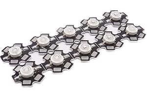 Cleiscry 10 pcs High Power Led Chip 3W SMD COB Light Emitter Components Diode on 20mm PCB Base (10pcs 3W UV 395nm on PCB)