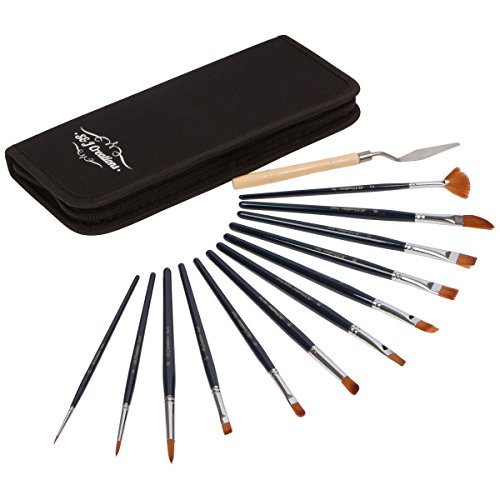 67% OFF TODAY! 13 Piece Art Paint Brush Set with Palette Knife - Premium Quality Artist Brushes for Oil, Acrylic, Watercolor, Face Painting, gouache and Crafts with Popup Storage Case