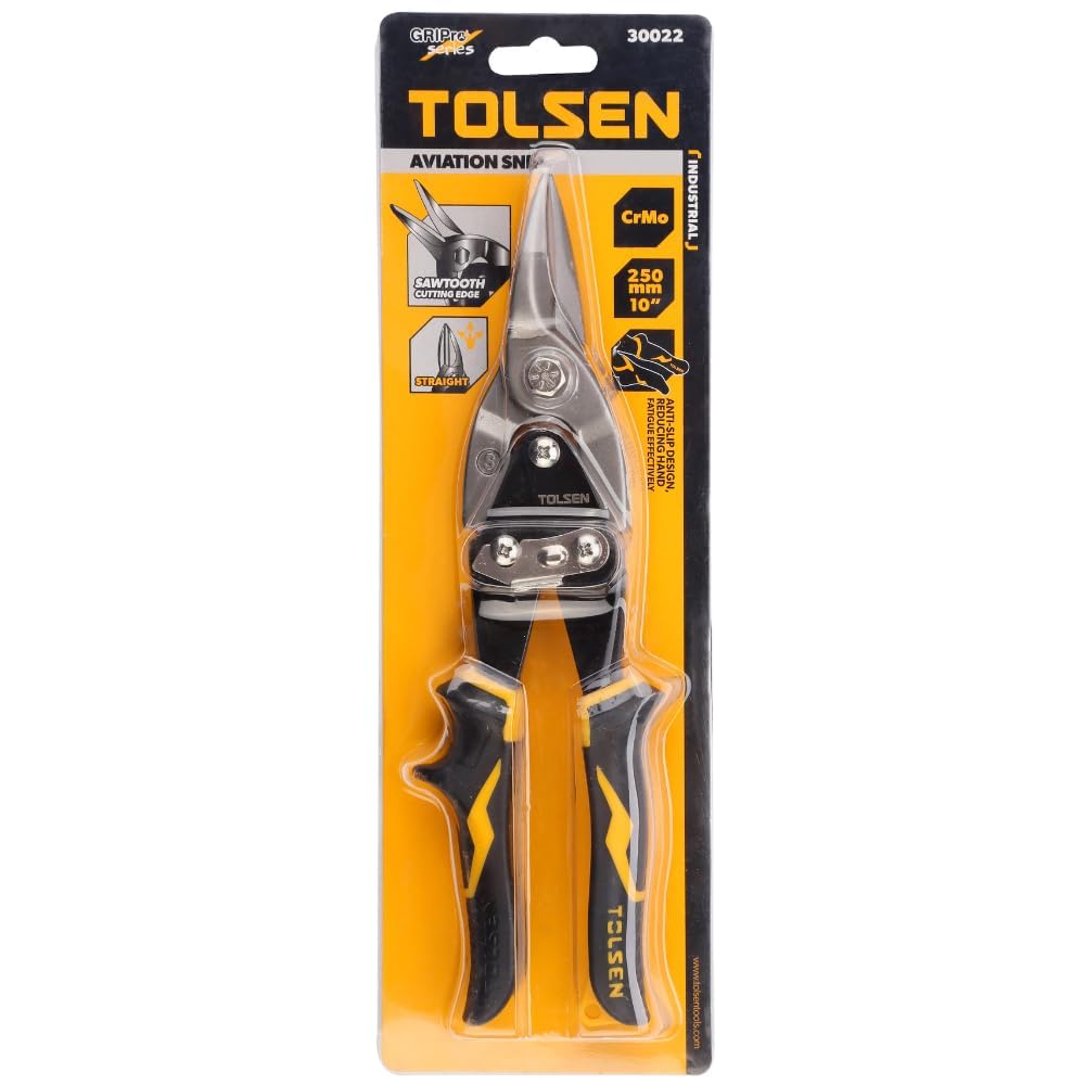 Tolsen Aviation Tin Snips Straight Cut - Heavy Duty Sheet Metal Cutting Shears 250mm (10")