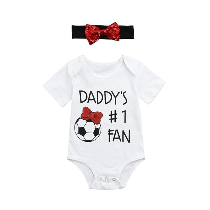 MCYs Daddy's One Fan zum ersten Vatertag Papa Herz - Vater Baby Geschenk Baby Strampler Body Kurzarm World Cup Schriftzug Kur