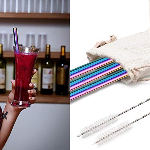 5 Stück Wiederverwendbar Strohhalm Set- Bunte Trinkhalme Edelstahl, Bubble Tea Metallstrohhalme mit 2 Reinigungsbürsten… – Bild 8